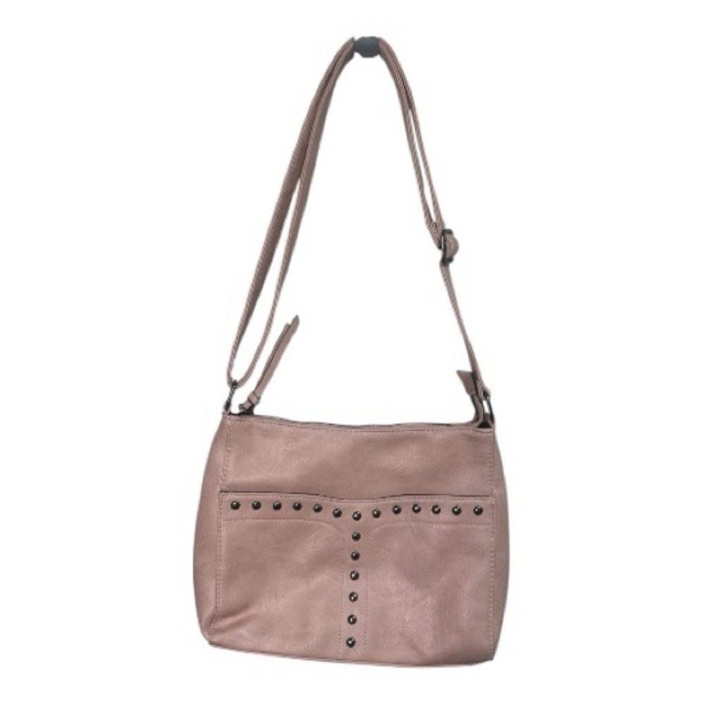 Chic Pink Studded Shoulder Bag